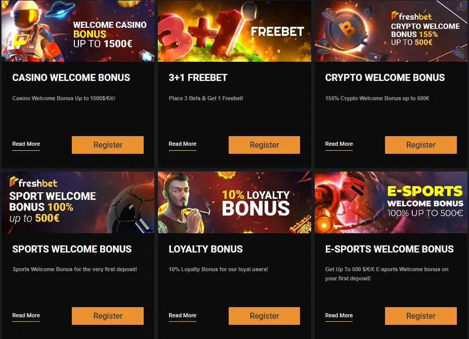 Captura de pantalla de la plataforma de Freshbet casino en España