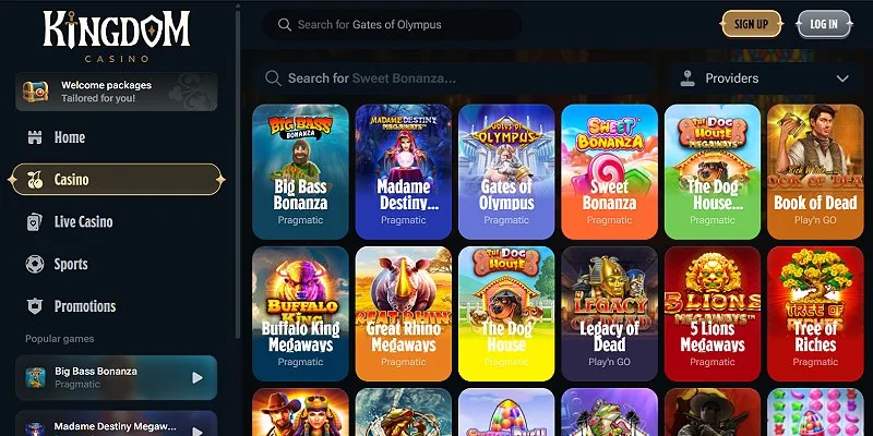 Captura de pantalla de la plataforma de Kingdom Casino casino en España