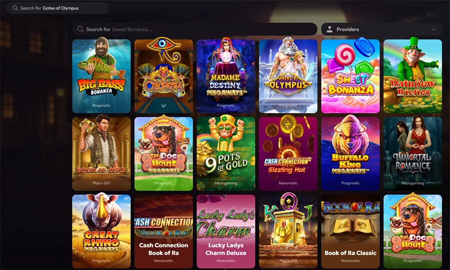 Captura de pantalla de la plataforma de Madcasino casino en España